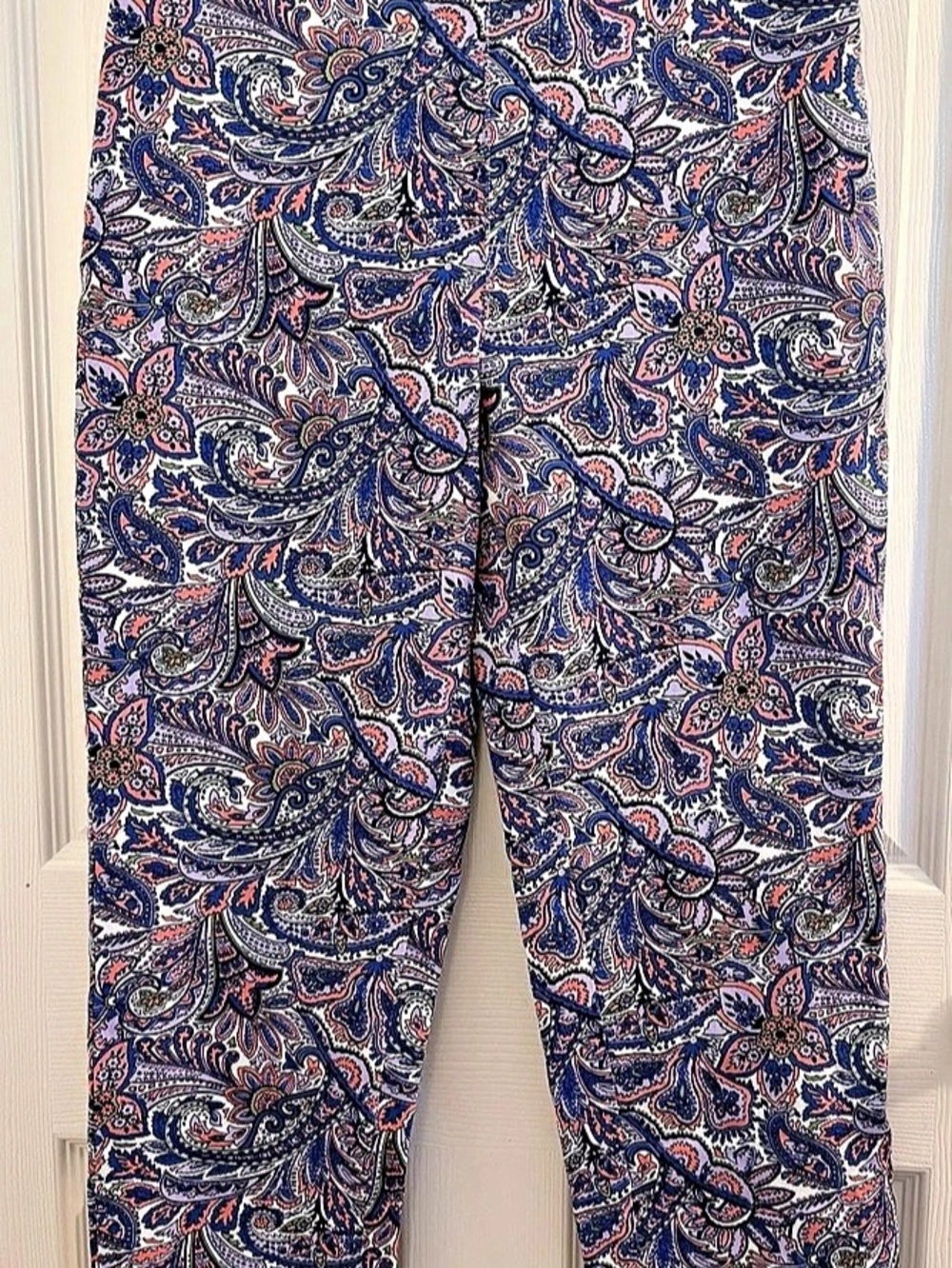 Isaac Mizrahi Stretch Paisley Print Pants Blue & Pink Size 12